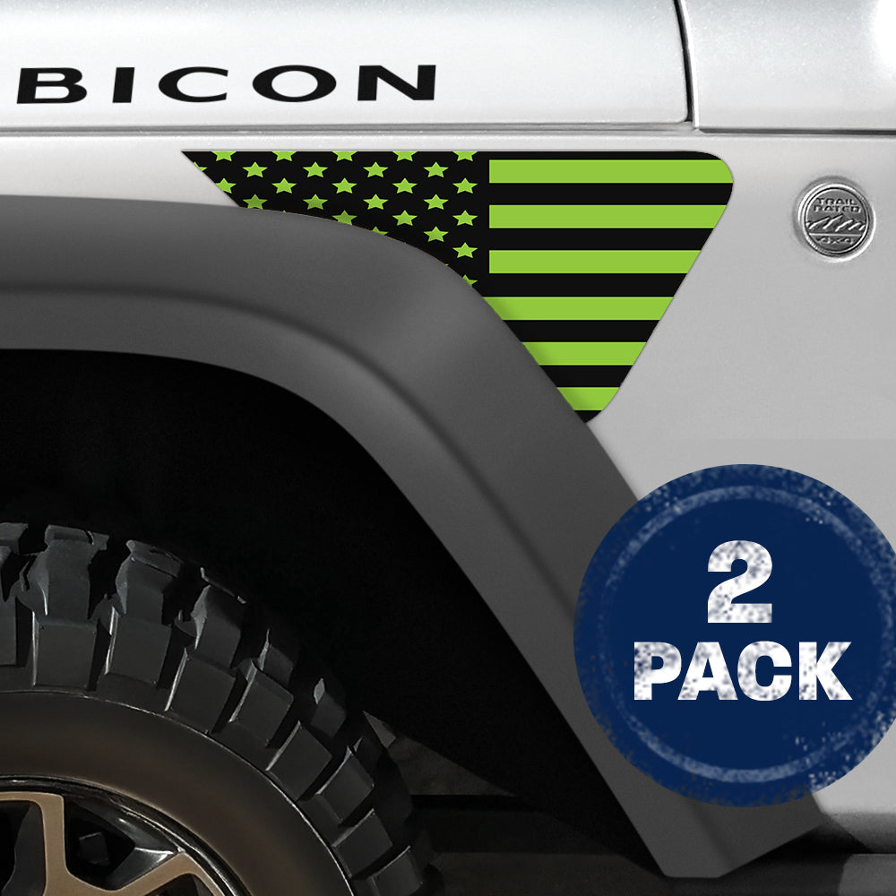Black and Green Flag 2pc Vinyl Fender Decal