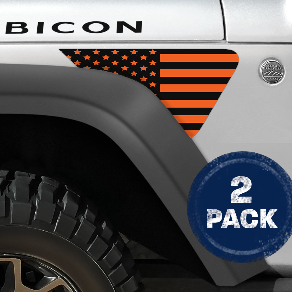 Black and Orange Flag 2pc Vinyl Fender Decal