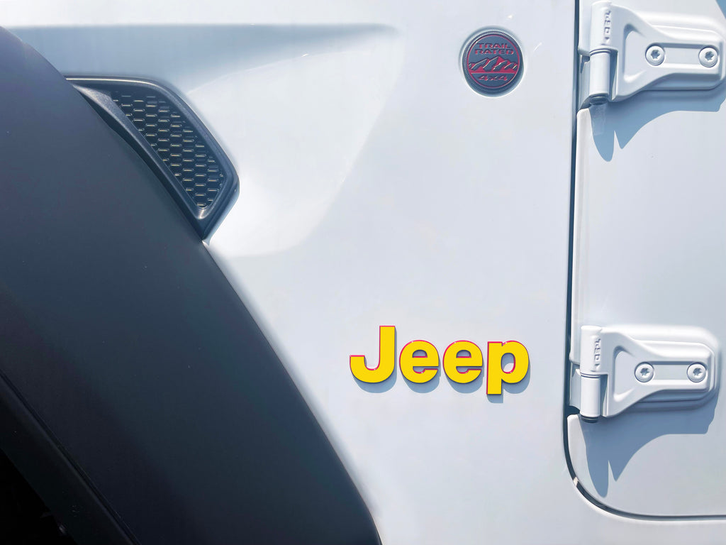 Yellow Jeep Fender Emblem Overlay Vinyl Decals 2pk