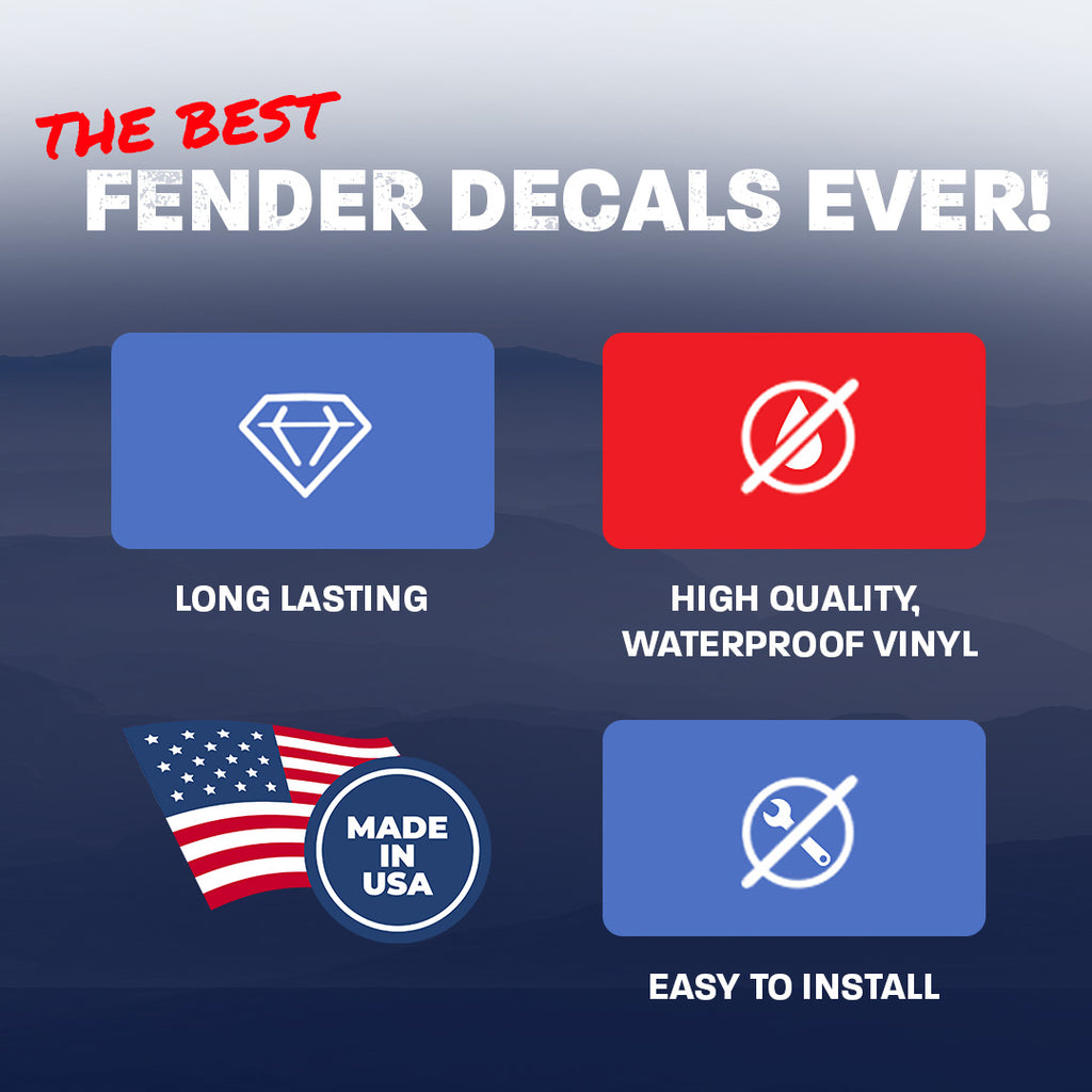 White & Red Flag 2pc Vinyl Fender Decal