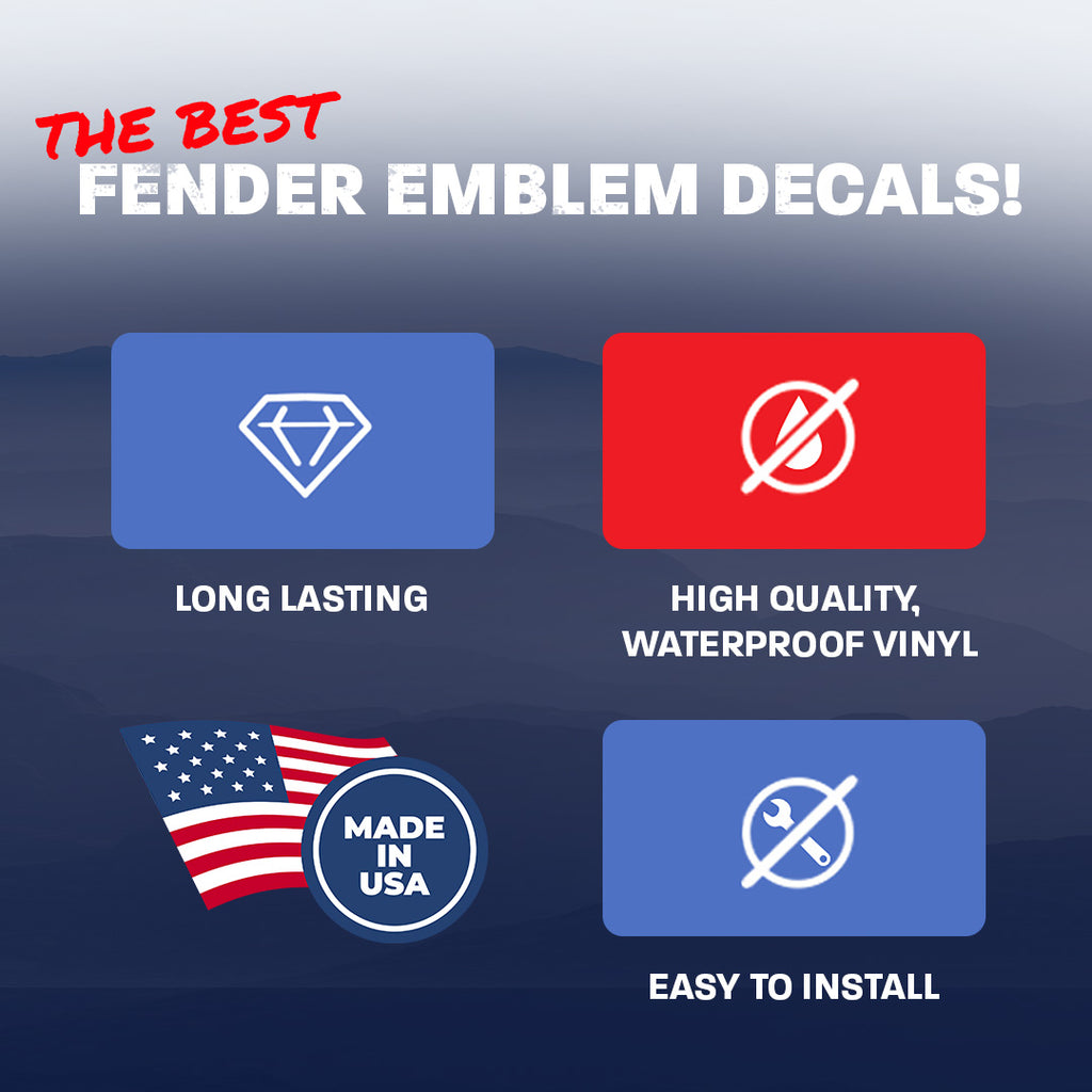 Old Glory Jeep Fender Emblem Overlay Vinyl Decals 2pk