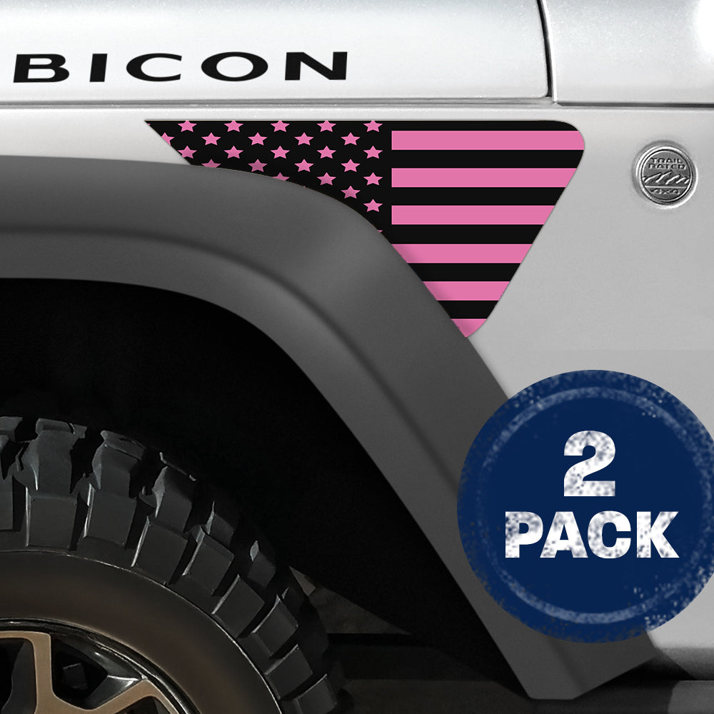 Pink Old Glory Flag 2pc Vinyl Fender Decal