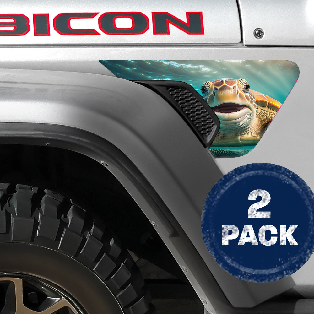 Turtle Smile 2pc Vinyl Fender Decal