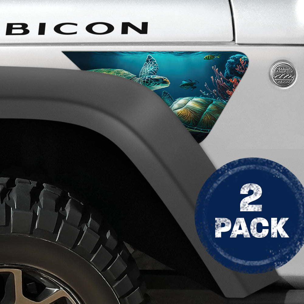 Two Turtles 2pc Vinyl Fender Decal