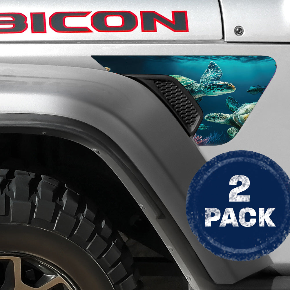 Two Turtles 2pc Vinyl Fender Decal