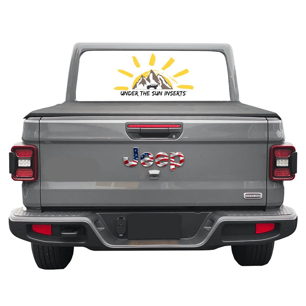 Old Glory Wavy Jeep Fender Emblem Overlay Vinyl Decals 2pk