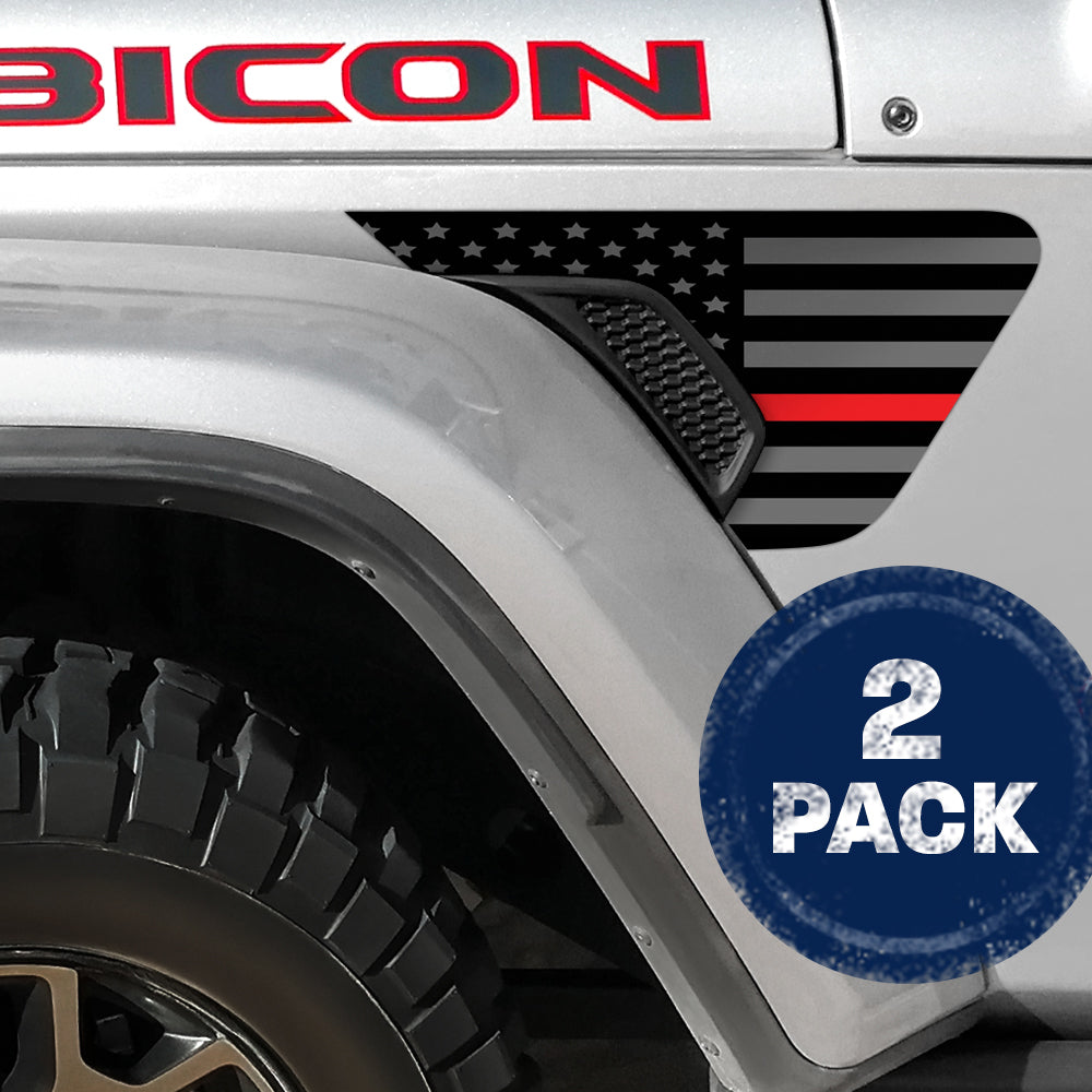 Thin Red Line American Flag 2pc Vinyl Fender Decal