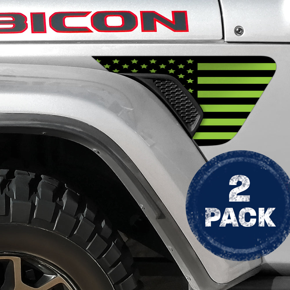 Black and Green Flag 2pc Vinyl Fender Decal