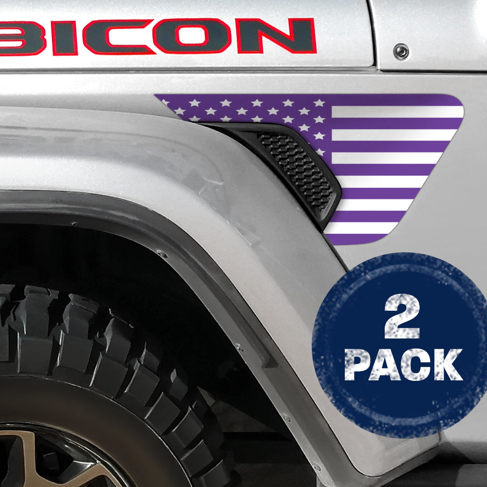 White and Purple Flag 2pc Vinyl Fender Decal