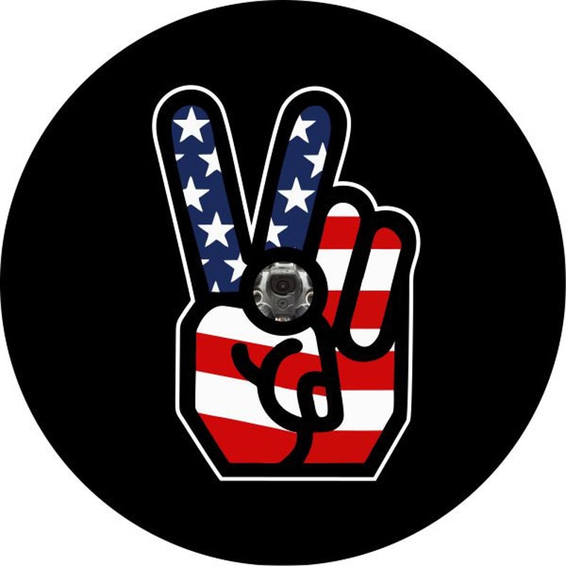 American Flag Peace Sign Spare Tire Cover