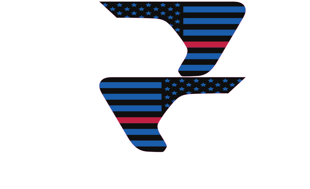 Black and Blue Thin Red Line Flag 2pc Vinyl Fender Decal