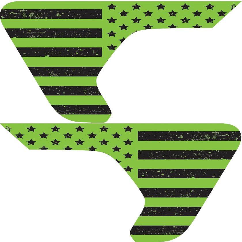 Distressed Lime Green Flag 2pc Vinyl Fender Decal