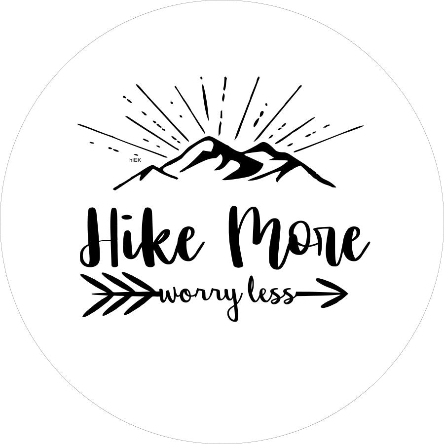 Hike More, Worry Less Quote - Current Mountain and Arrow