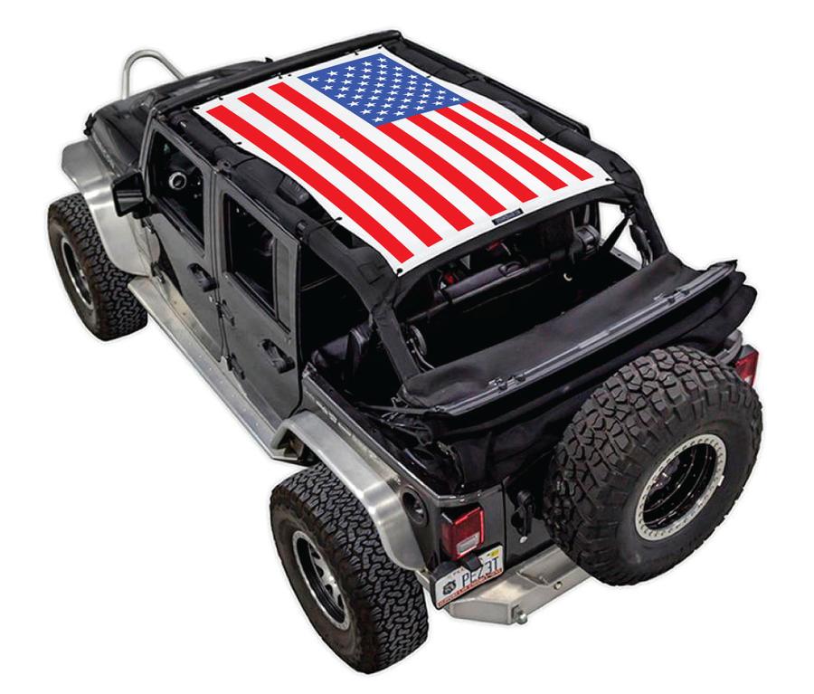 SPIDERWEB SHADE JK-4D SOLID RED, WHITE, AND BLUE FLAG
