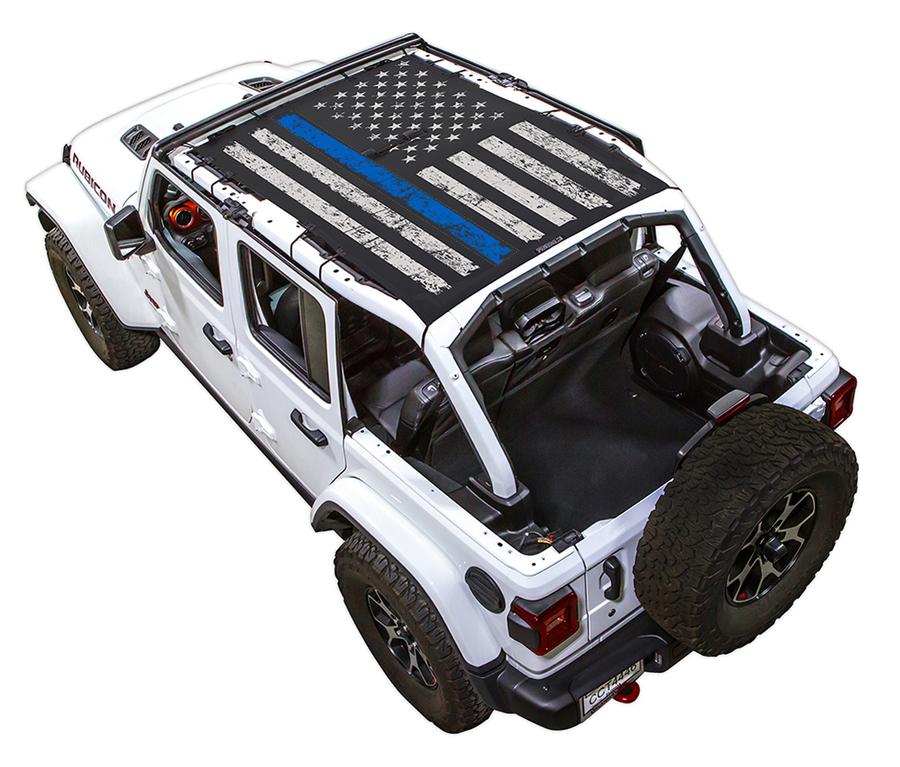 SPIDERWEB SHADE JL4D TACTICAL FLAG DISTRESSED THIN BLUE LINE