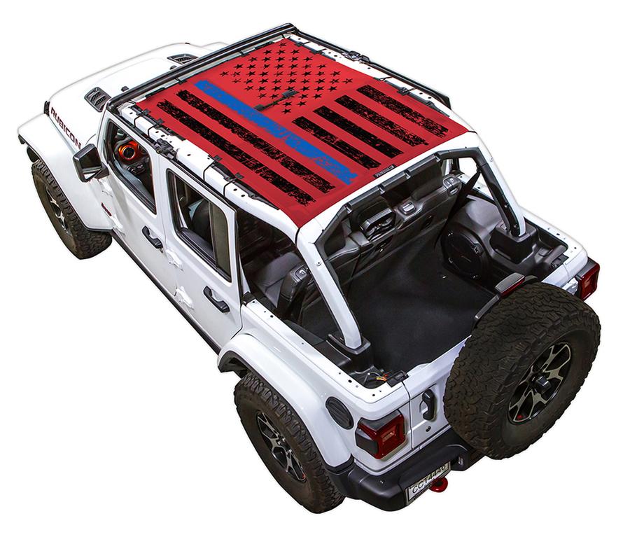 SPIDERWEB SHADE JL4D TACTICAL FLAG DISTRESSED THIN BLUE LINE