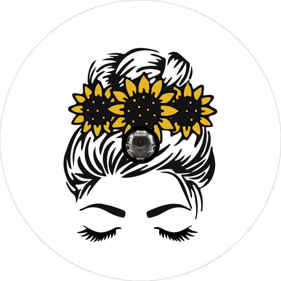 Straight Hair Messy Bun - Current Sunflower Crown