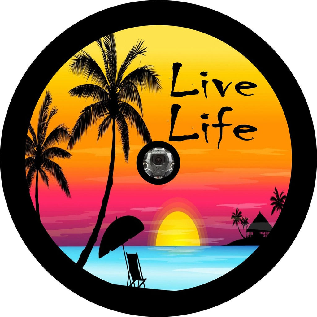 Live Life Colorful Beach Sunset Scene