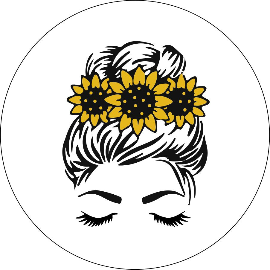 Straight Hair Messy Bun - Current Sunflower Crown