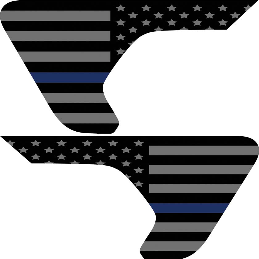 Thin Blue Line American Flag 2pc Vinyl Fender Decal