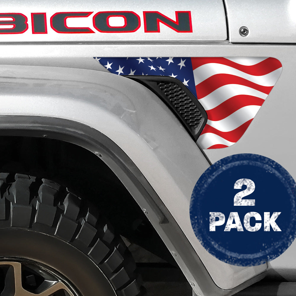 Wavy Old Glory 2pc Vinyl Fender Decal