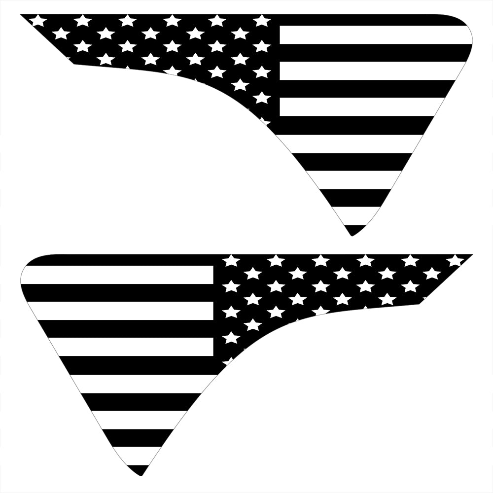 Black & Clear Vinyl American Flag 2pc Vinyl Fender Decal