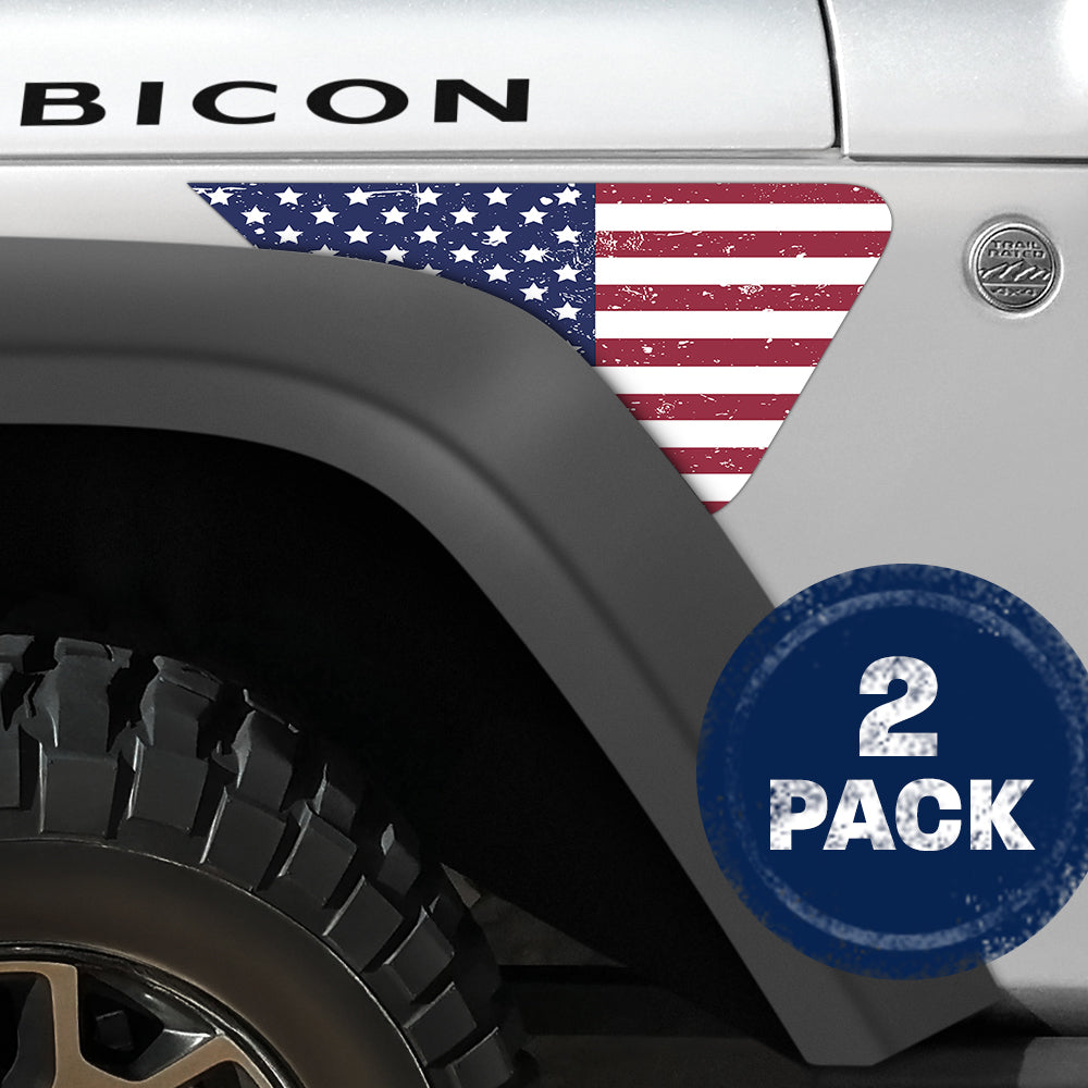 Distressed Old Glory 2pc Vinyl Fender Decal