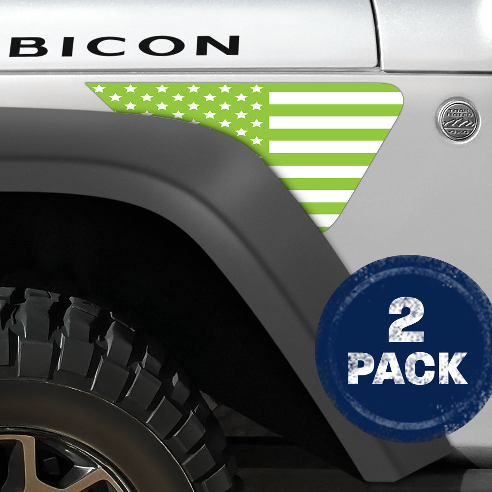 White and Green Flag 2pc Vinyl Fender Decal