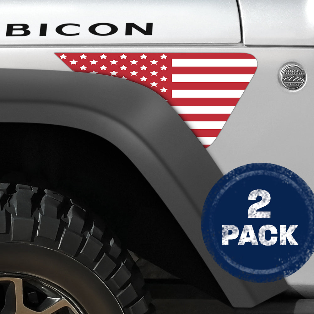 White and Red Flag 2pc Vinyl Fender Decal