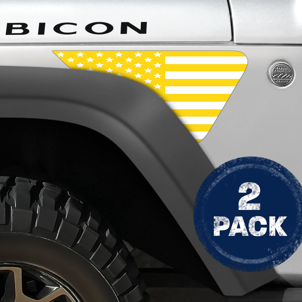 White & Yellow Flag 2pc Vinyl Fender Decal