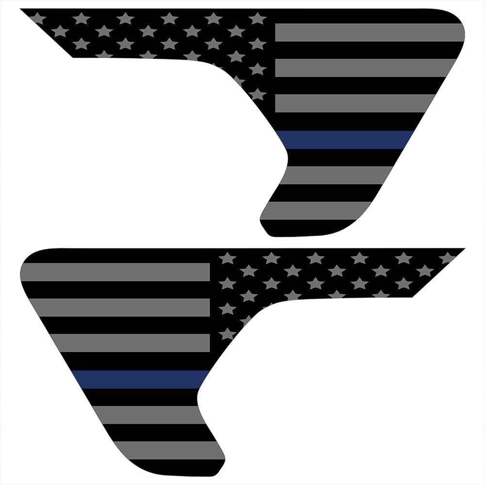 Blackout Thin Blue Line Flag 2pc Vinyl Fender Decal
