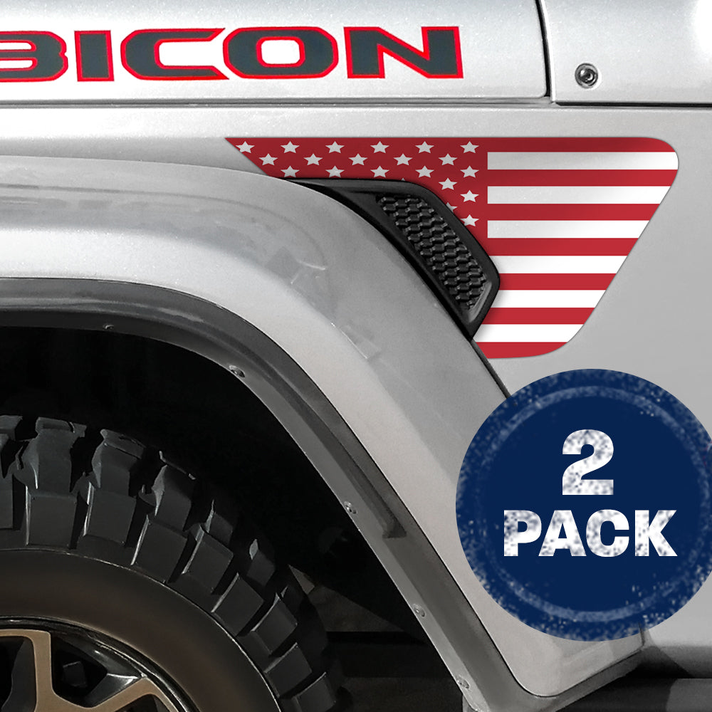 White & Red Flag 2pc Vinyl Fender Decal