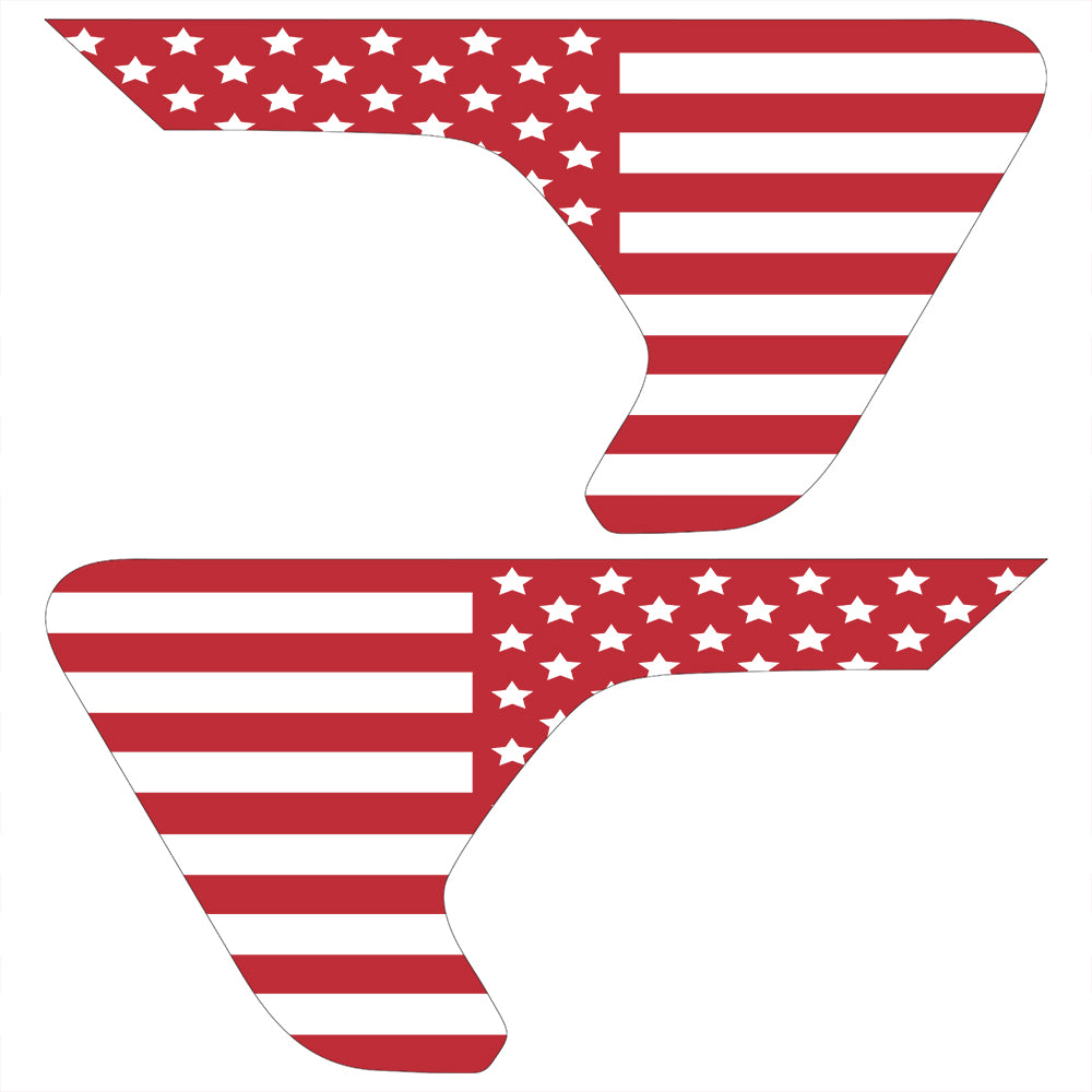 White & Red Flag 2pc Vinyl Fender Decal