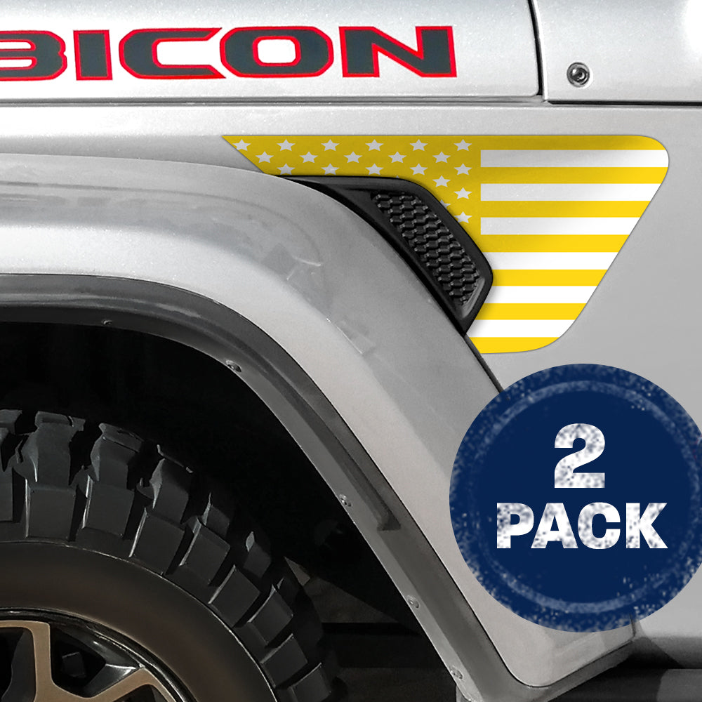 White & Yellow Flag 2pc Vinyl Fender Decal