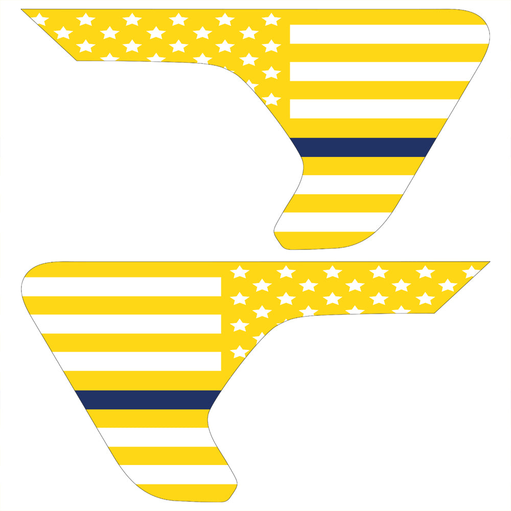 White & Yellow Thin Blue Line Flag 2pc Vinyl Fender Decal