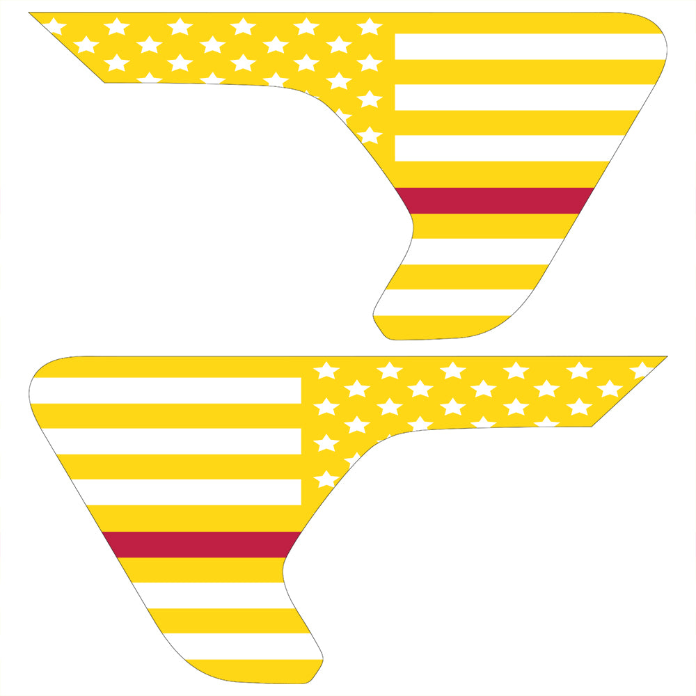 White & Yellow Thin Red Line Flag 2pc Vinyl Fender Decal