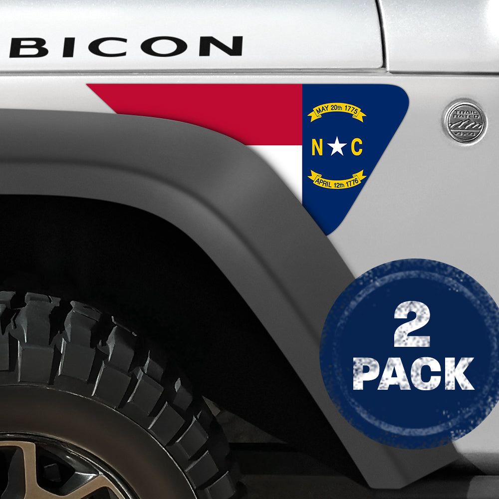 North Carolina State Flag 2pc Vinyl Fender Decal