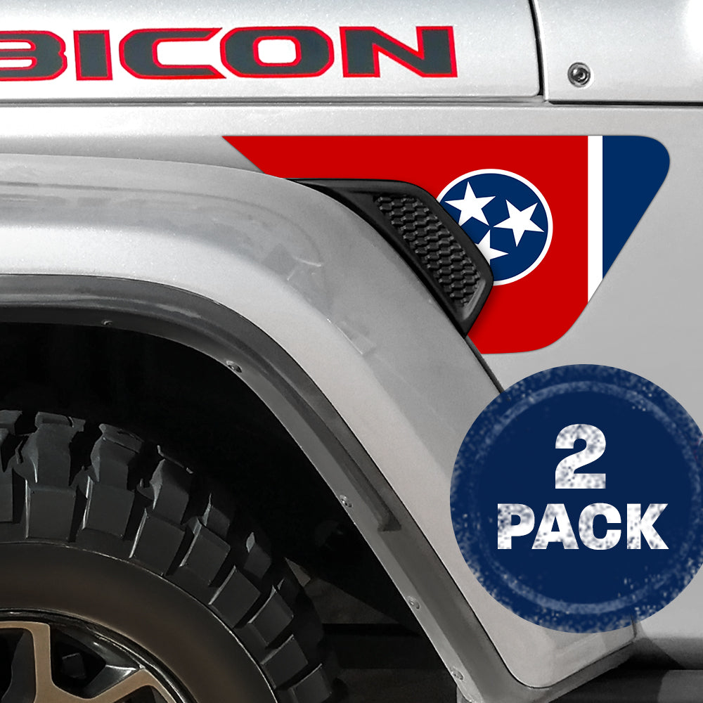 Tennesse State Flag 2pc Vinyl Fender Decal