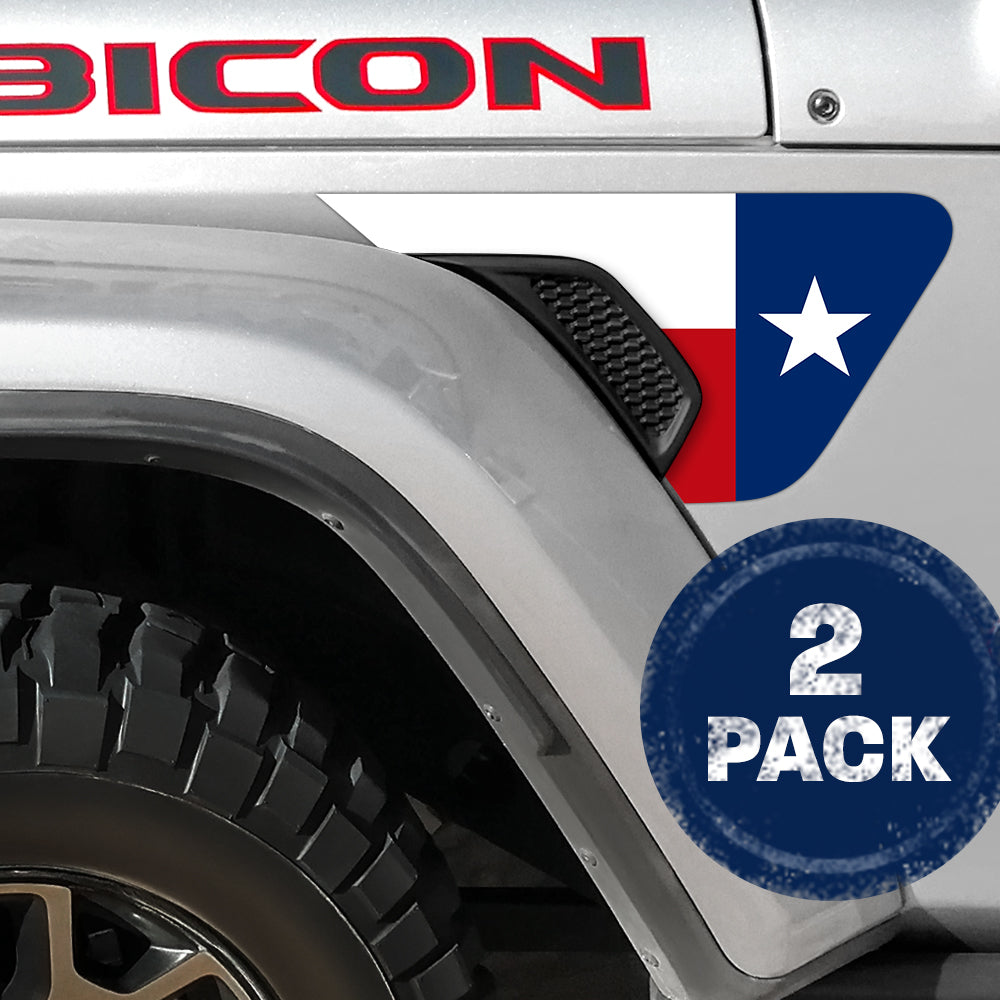 Texas State Flag 2pc Vinyl Fender Decal