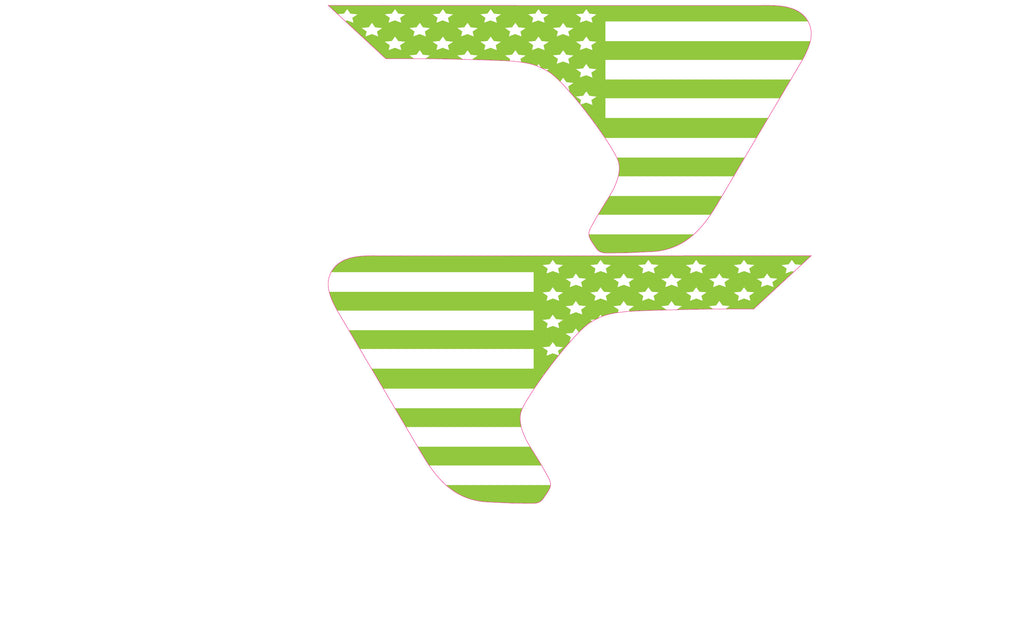 White and Green Flag 2pc Vinyl Fender Decal