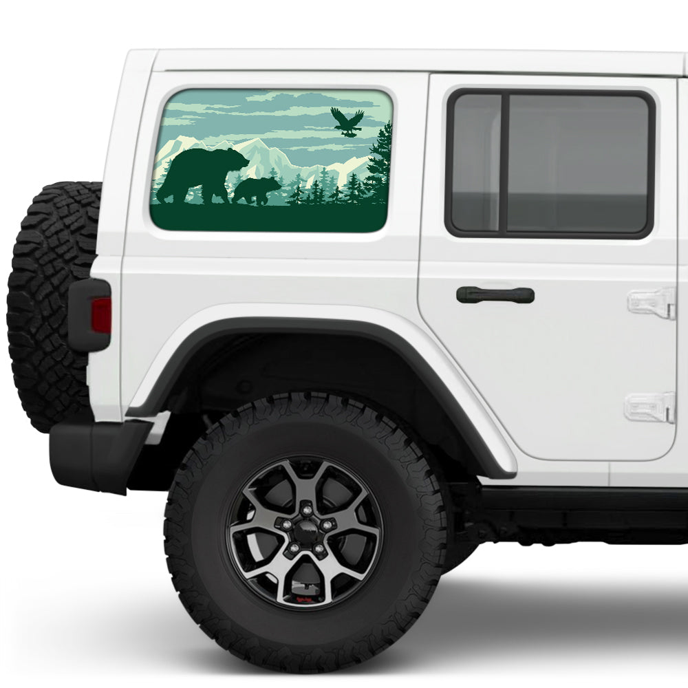 Bear Forest Side Windows Printed Vinyl Decal
