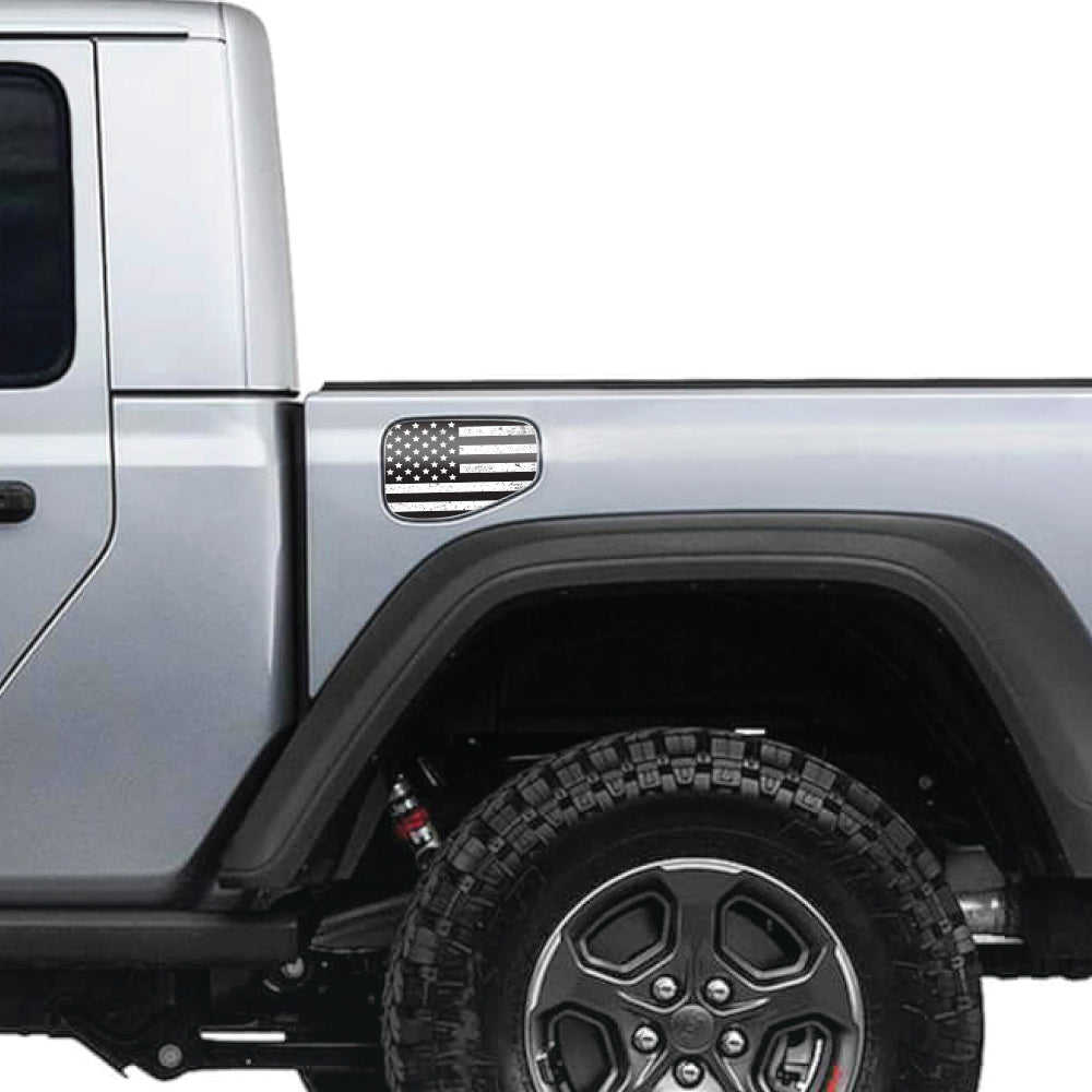 Black & White Distressed Flag Gas Cap Decal for JT or Gladiator