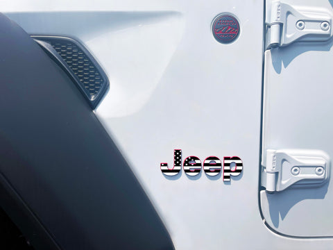 Black & White Jeep Fender Emblem Overlay Vinyl Decals 2pk