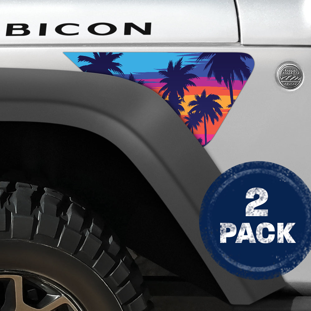 Miami Palm Trees 2pc Vinyl Fender Decal