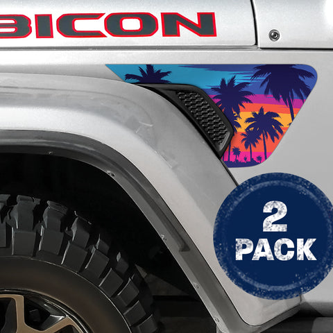 Miami Palm Trees 2pc Vinyl Fender Decal