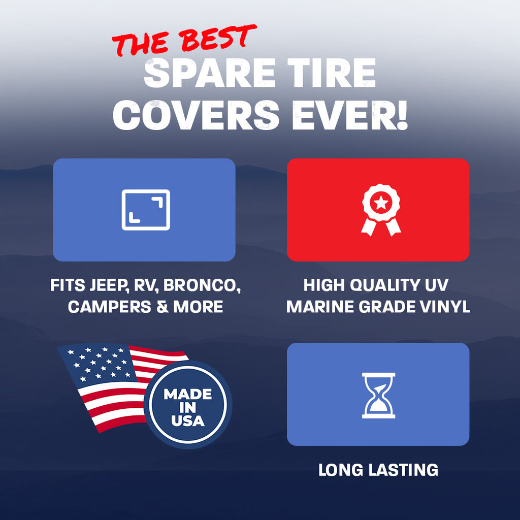 Blue Flames Spare Tire Cover for Jeep, Bronco, RV, Camper, & More