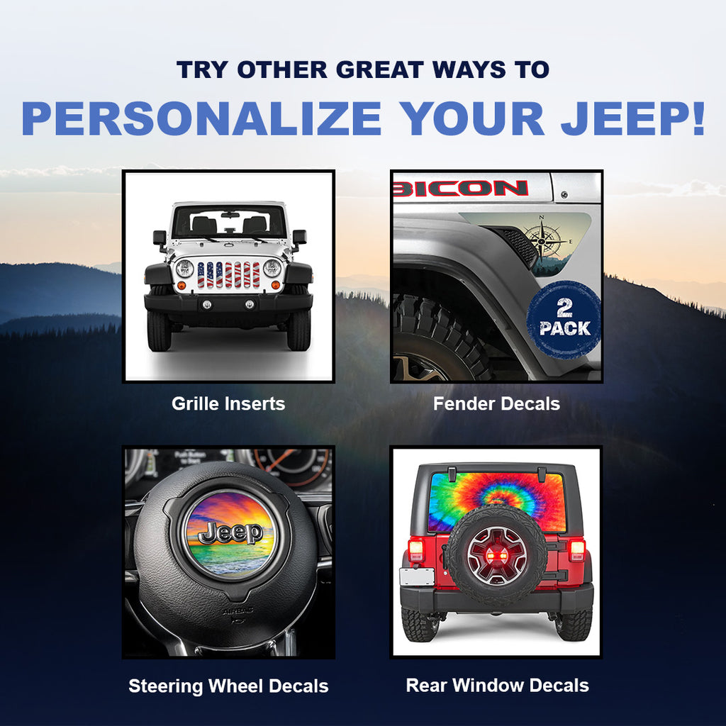 Adventure Awaits + Explore Mountain Custom Tire Cover for Jeep, RV, Camper, & More