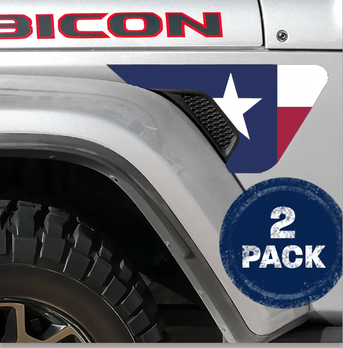 Texas State Flag 2pc Vinyl Fender Decal
