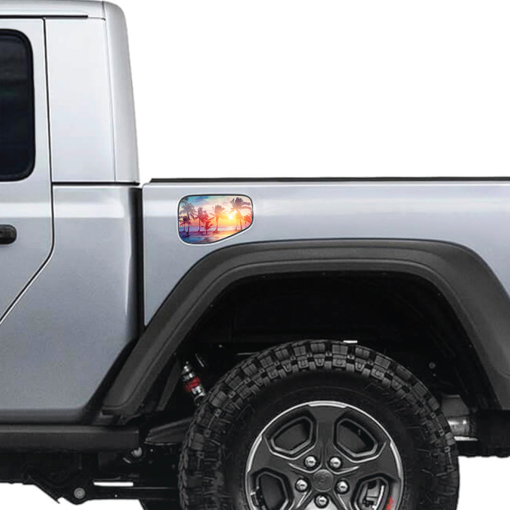Sunset Palm Trees Gas Cap Decal for JT or Gladiator