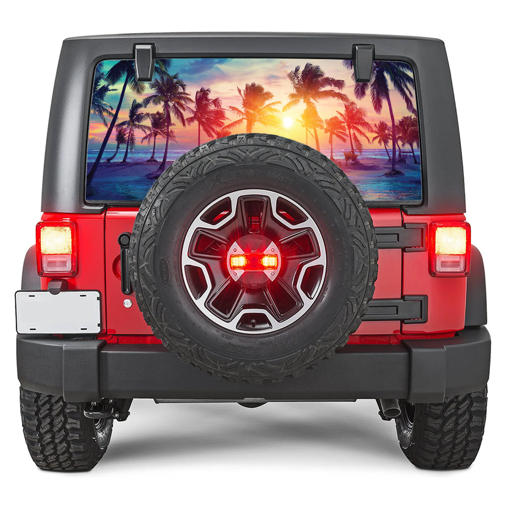 Sunset Palm Trees Rear Window Decal